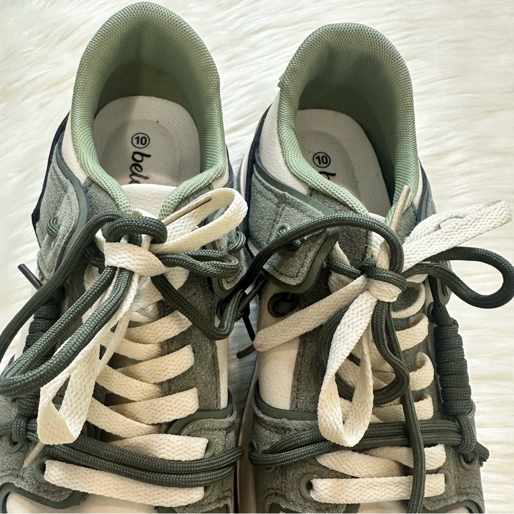 Nanamacs Belovely Green and White Platform Retro Sneakers Size 10 - Picture 6 of 16
